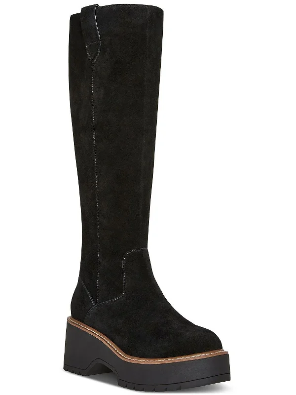 boots for stylish yet functional outdoor wear-Gina Womens Suede Tall Knee-High Boots