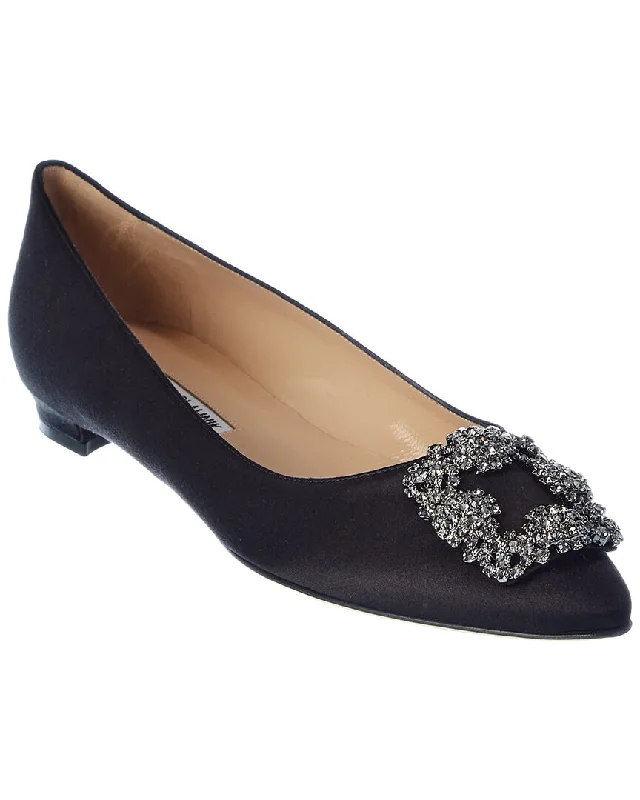 Flats near local hubs-Manolo Blahnik Hangisi Satin Flat