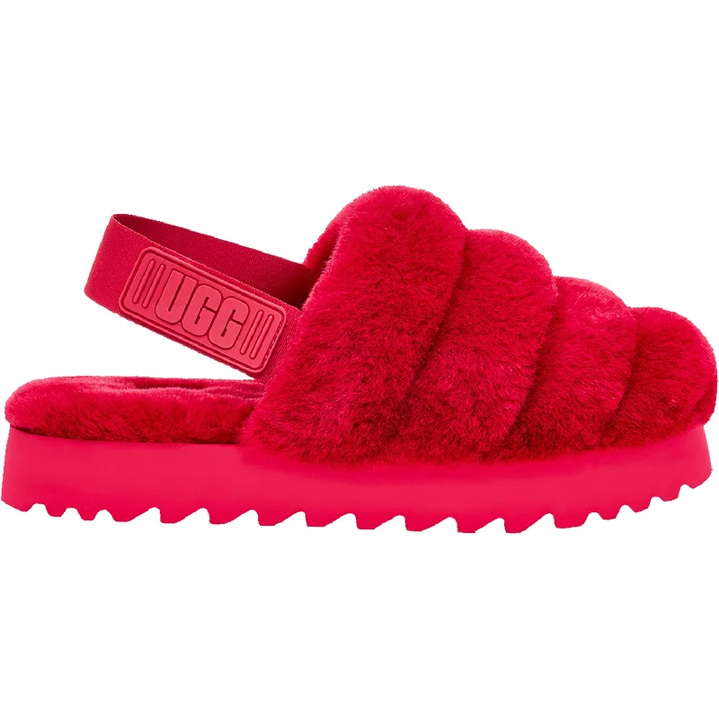 Slippers with dreamy style-Women's UGG Super Fluff Ribbon Red Sheepskin