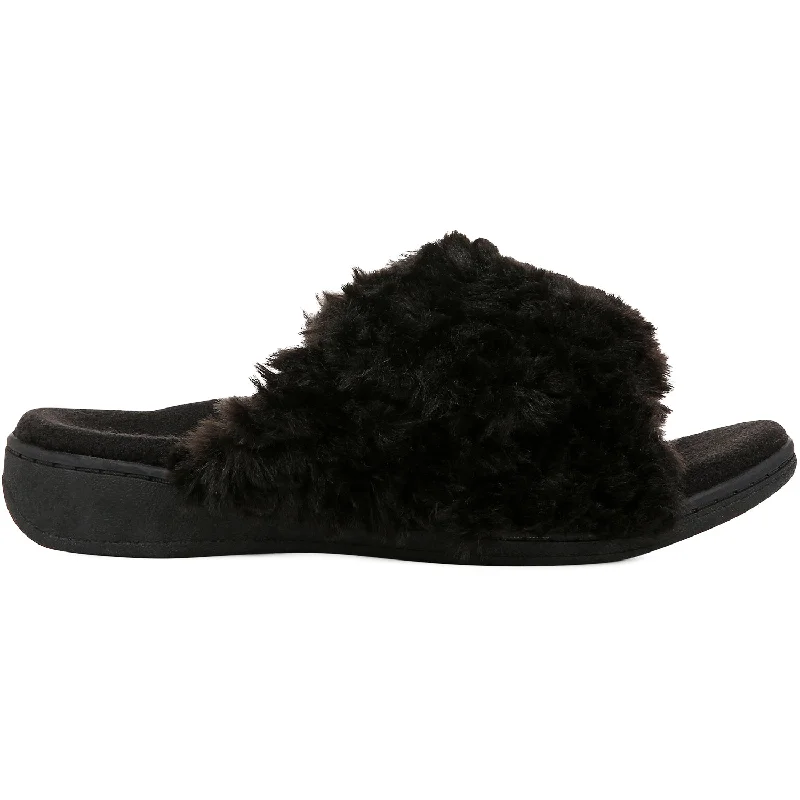 Slippers with soft weave-Women's Vionic Relax II Black Shearling