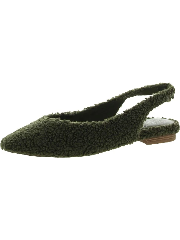 Modern flats with patios-Presnue Womens Faux Fur Slip On Slingbacks