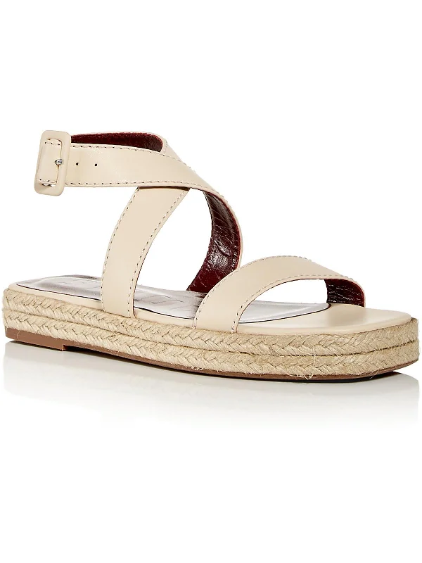 Sandals for light outdoor wear-Lara Womens Leather Espadrille Slingback Sandals