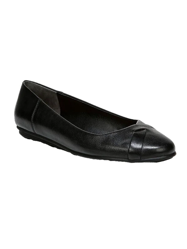 Flats near vibrant cafes-Sadie Womens Leather Cushioned Footbed Slip On Shoes