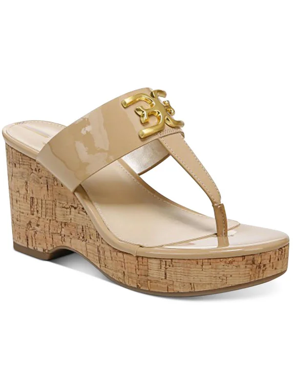 Sandals for daytime comfort-Yardlie Womens Patent Cork Wedge Sandals