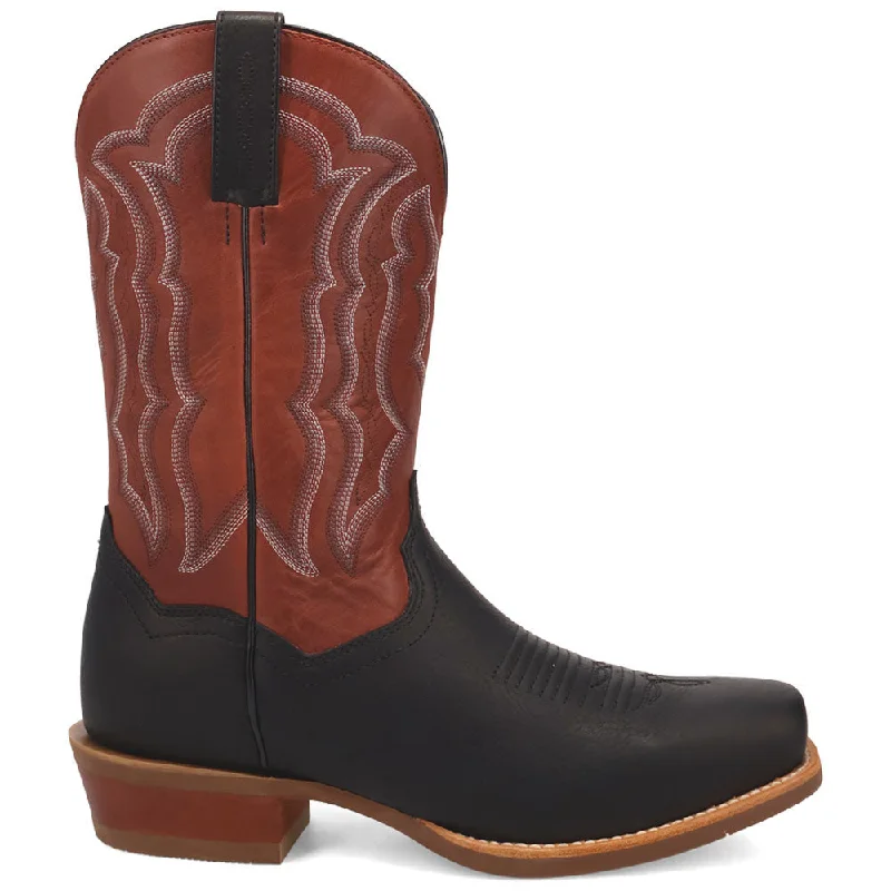 lightweight boots for hiking-Dan Post Men's Creed Black & Red Leather Western Boots