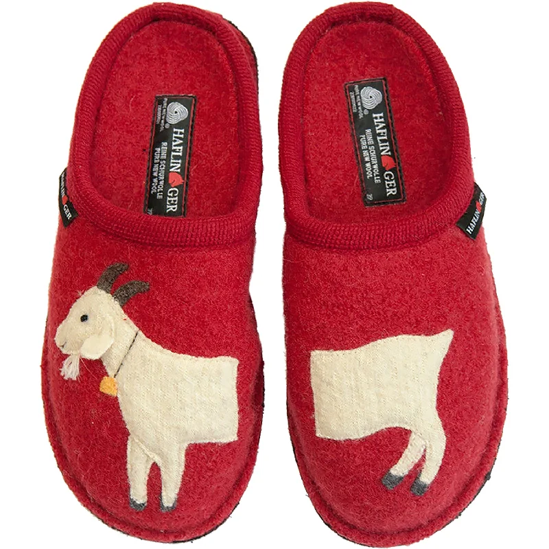 Slippers for infant wear-Women's Haflinger Goat Paprika Wool