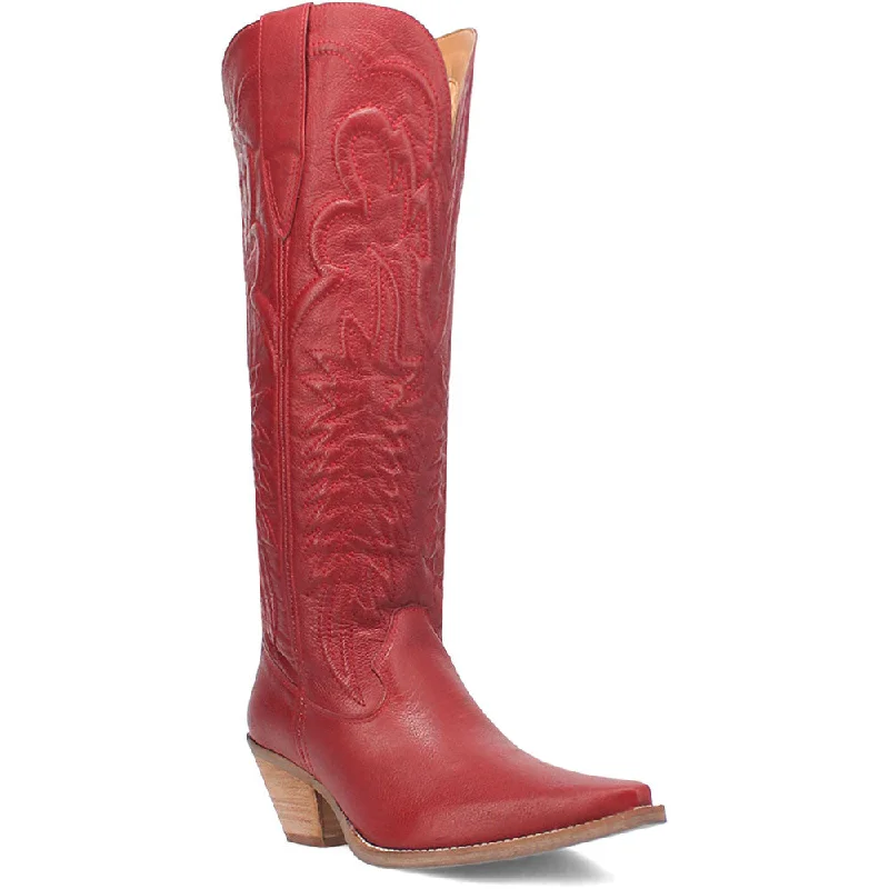 boots with waterproof lining-Dingo Raisin Kane Red Embossed Zipper and Snip Toe Leather Boots