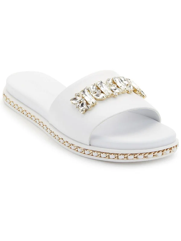 Sandals for casual elegance-Bijou Womens Flats Embellished Flip-Flops