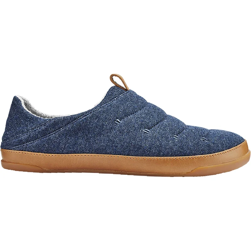 Slippers for exam calm-Men's OluKai Mahana Trench Blue Jersey Knit