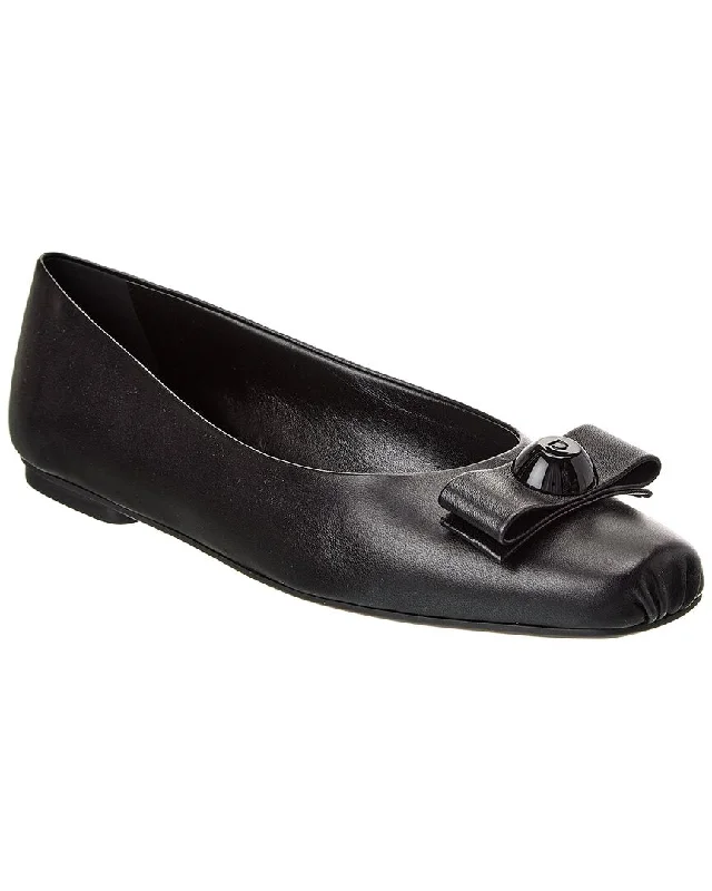 Flats with bold vibes-Ferragamo Pina Leather Ballet Flat