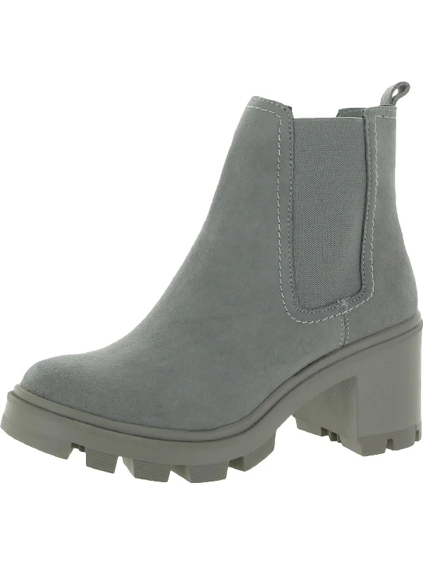 boots for outdoor winter activities-Melisa Womens Suede Block Heel Chelsea Boots