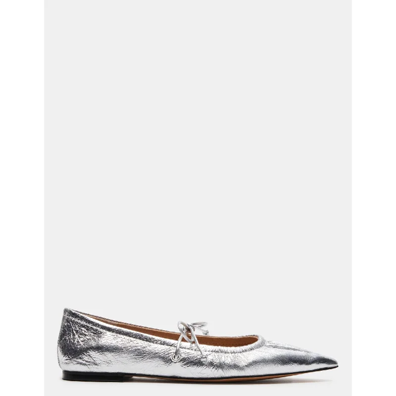 Affordable flats with charm-Sarella Silver Leather