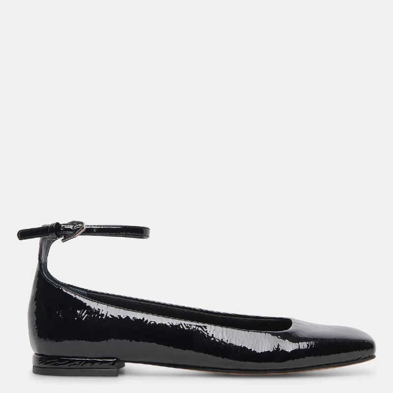 Stylish flats with patios-Ashya Ballet Flats Midnight Crinkle Patent