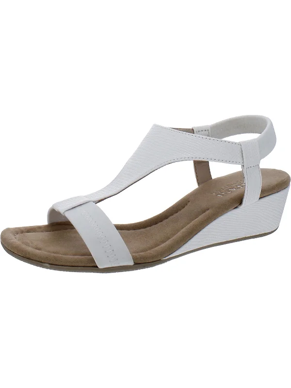 Sandals for hot weather-Vacanza Womens Faux Leather Wedge Sandals