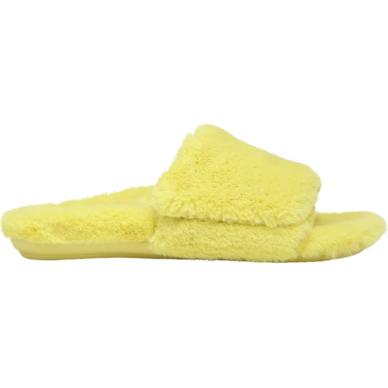 Slippers with reading time-Women's Vionic Dream Plush Canary Faux Fur