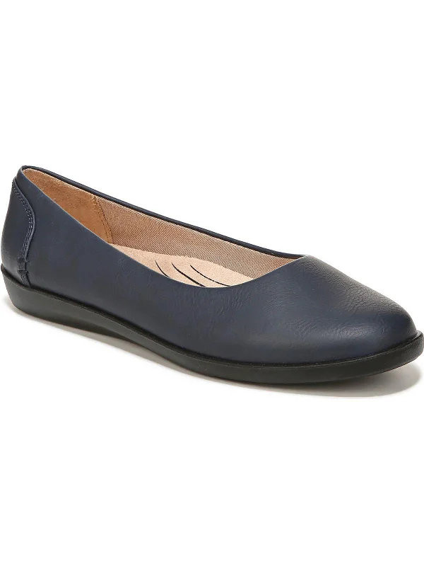 Affordable flats near towns-Nonchalant Womens Faux Leather Slip On Ballet Flats