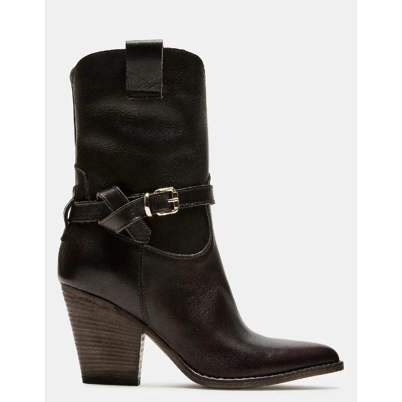 stylish boots with buckle details-Hardy Brown Leather