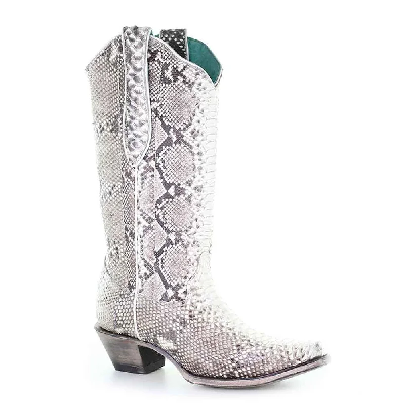 boots for rugged weather conditions-Corral Natural Python Cowgirl Boots