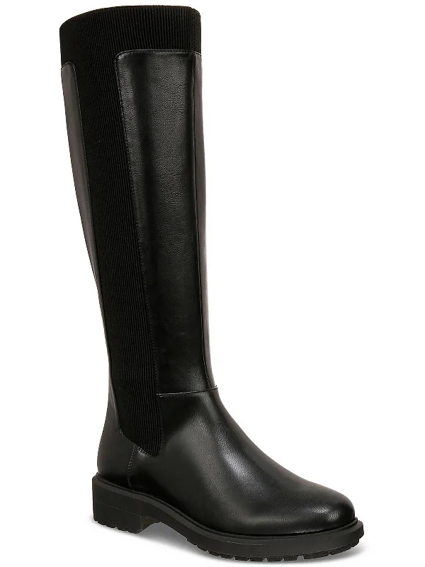 boots for rugged winter wear-Tamira Womens Faux Leather Riding Knee-High Boots