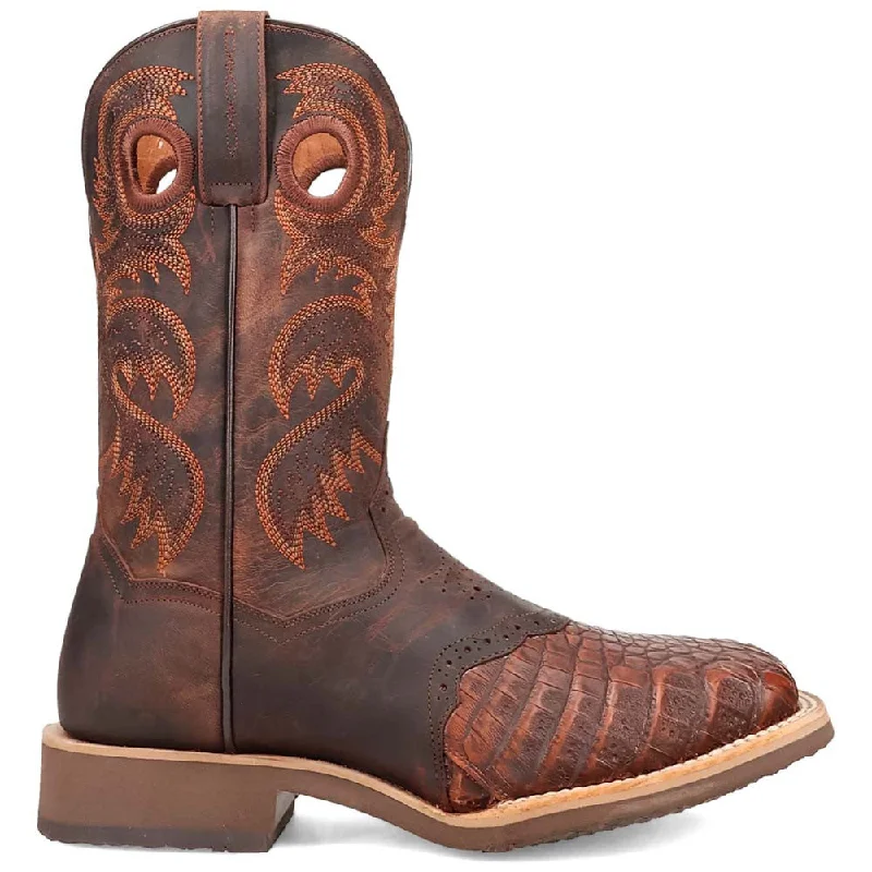 boots for outdoor winter activities-Dan Post Men's Egan Brown Caiman Leather Western Boots