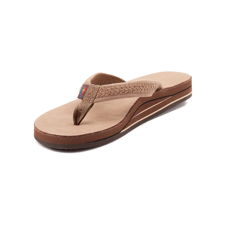 Sandals with easy-to-wear straps-Rainbow Willow Double Layer Arch Women's Sandals - Dark Brown