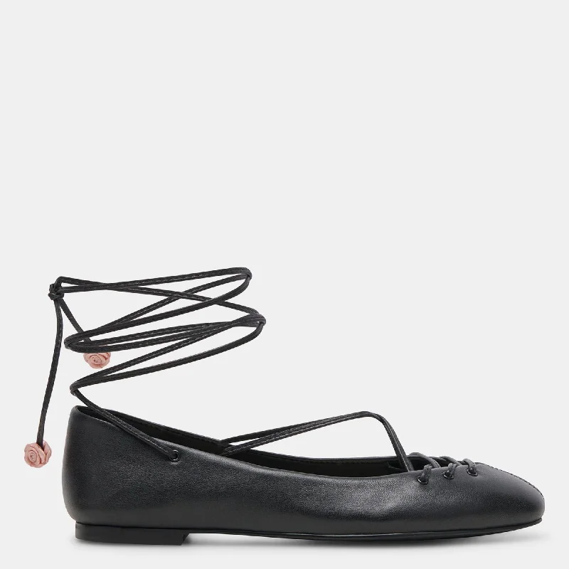 Flats with vintage decor-Beate Ballet Flats Black Leather