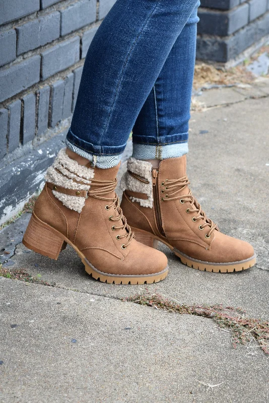 rugged boots for trekking-Tan Olivia Fur Boots by Very G