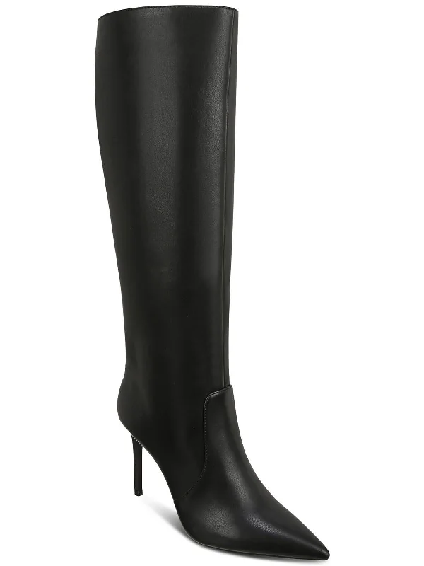 winter boots for men-Havannah Womens Faux Leather Pointed Toe Knee-High Boots