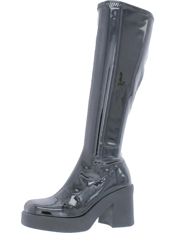 trendy knee-high boots for women-Klarisa Womens Patent Tall Knee-High Boots