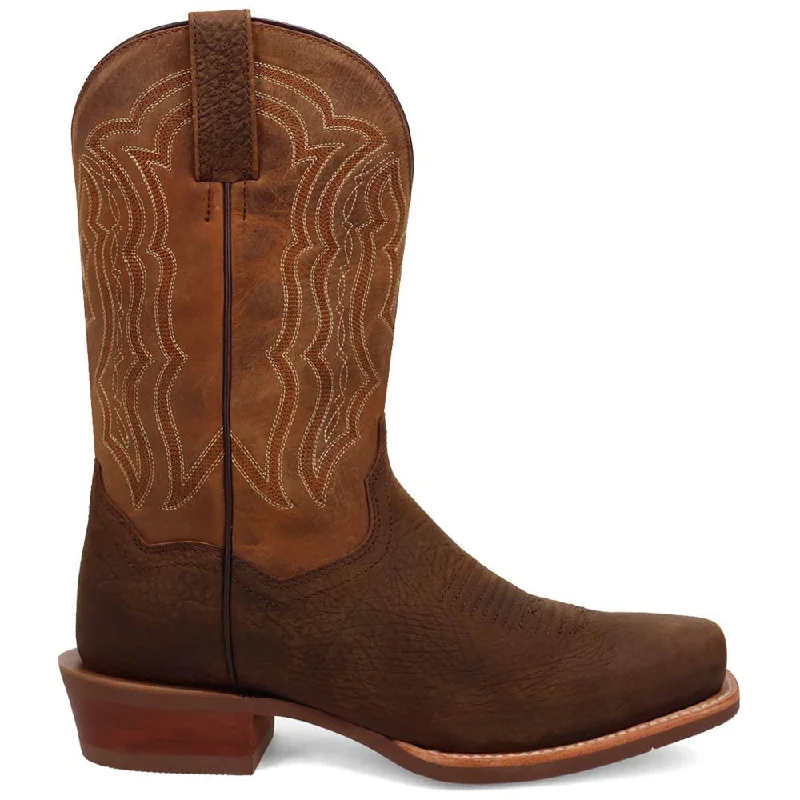 stylish knee-high boots-Dan Post Men's Creed Chocolate & Tan Leather Western Boots