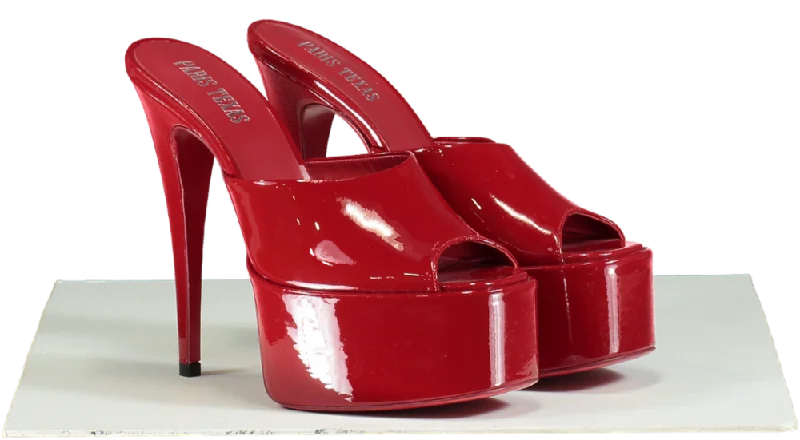 Paris Texas Red Patent Leather Platform Mules UK 4 EU 37