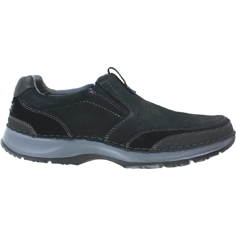 Casual Shoes with Flair-Men's Rockport RocSports Lite Five Slip-On Black Leather