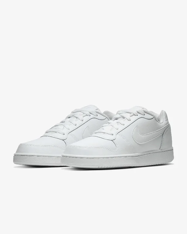 Athletic shoes for cushioned landing-Nike Ebernon Low AQ1779-100 Womens White Leather Basketball Sneaker Shoes YUP127