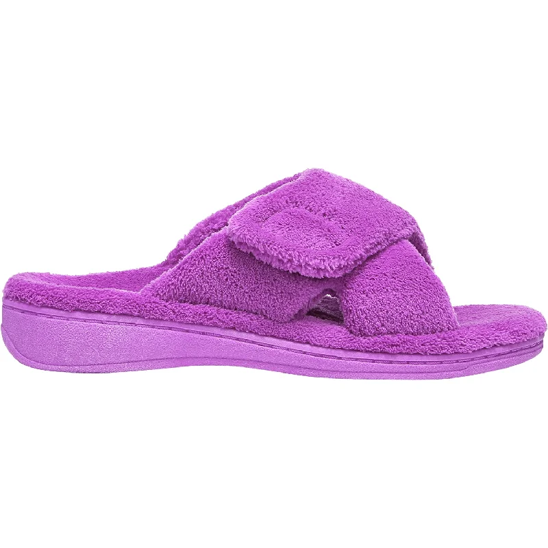 Slippers with cozy rugs-Women's Vionic Relax Purple Cactus Terrycloth