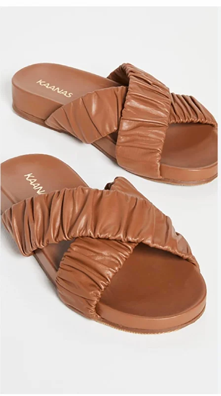 Modern flats with lofts-Saona Scrunchie Cross-Over Pool Slide-Coffee In Brown