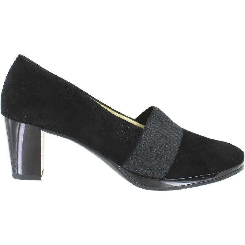 Fashion dress shoes with mesh-Women's Ara Shoes Odette Black Galaxy Suede