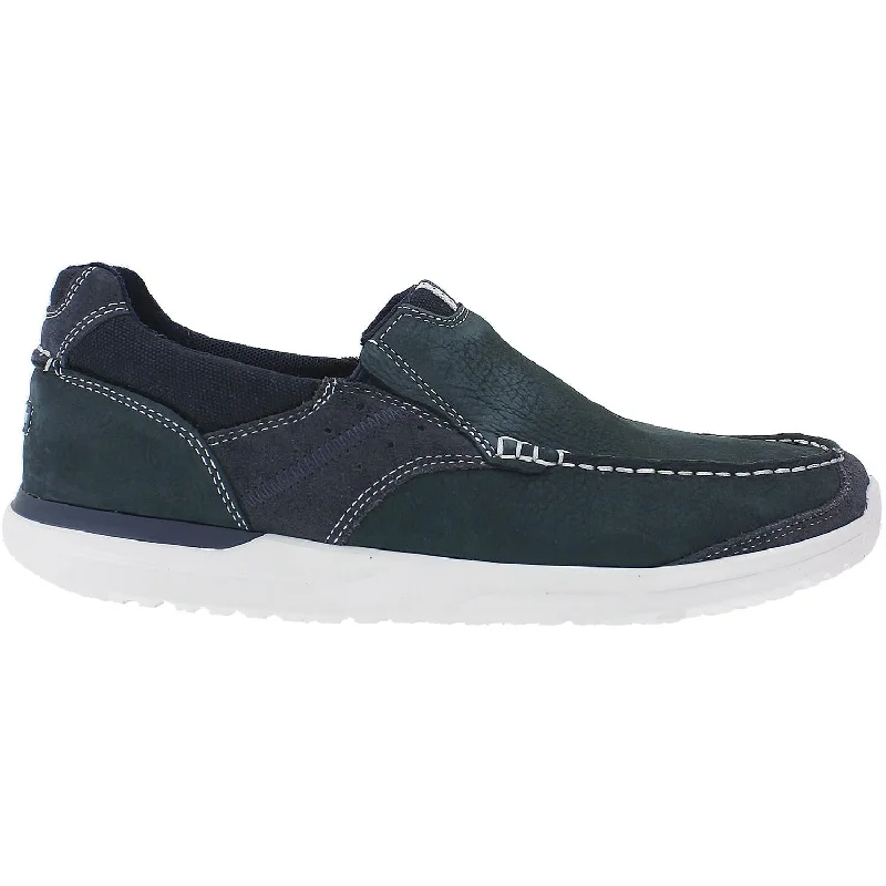 Casual Shoes Cool Design-Men's Rockport Langdon Slip-On Steel Blue Nubuck