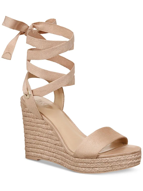 Comfortable sandals with soft straps-Maxx Womens Faux Suede Open Toe Wedge Sandals