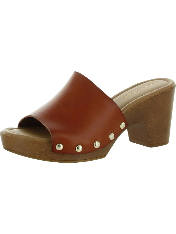 Sandals for all-day comfort-Alina Womens Faux Leather Studded Mule Sandals