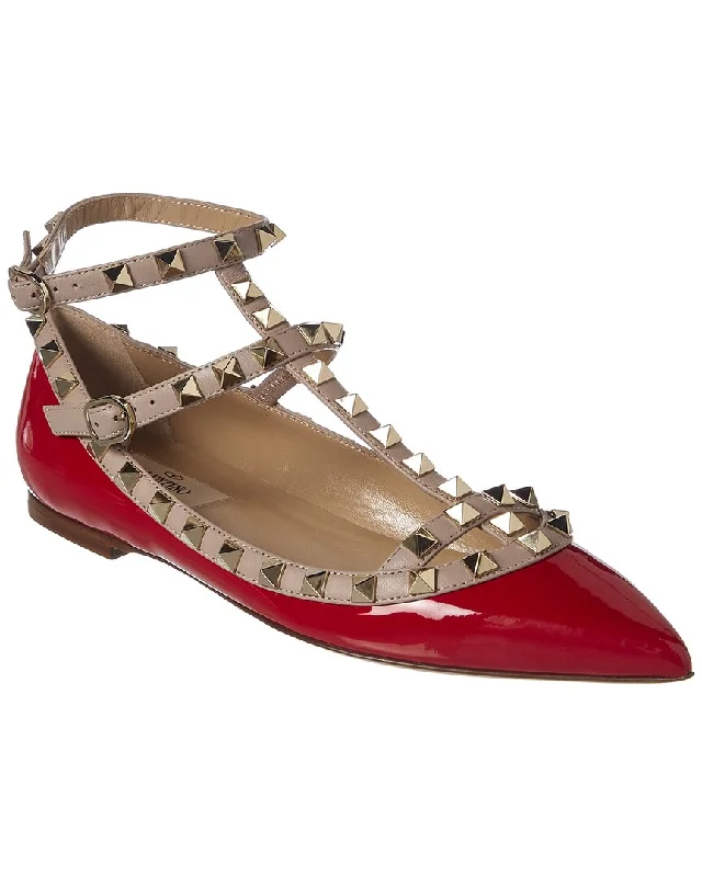 Flats with rooftop flair-Valentino Rockstud Caged Leather Flat