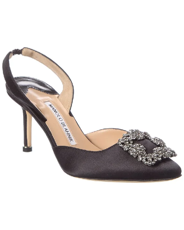 Manolo Blahnik Hangisli 70 Satin Slingback Pump