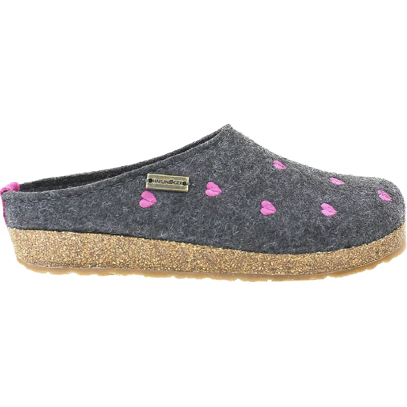 Slippers with plush feel-Women's Haflinger Grizzly Cuoricino Anthracite Wool Felt