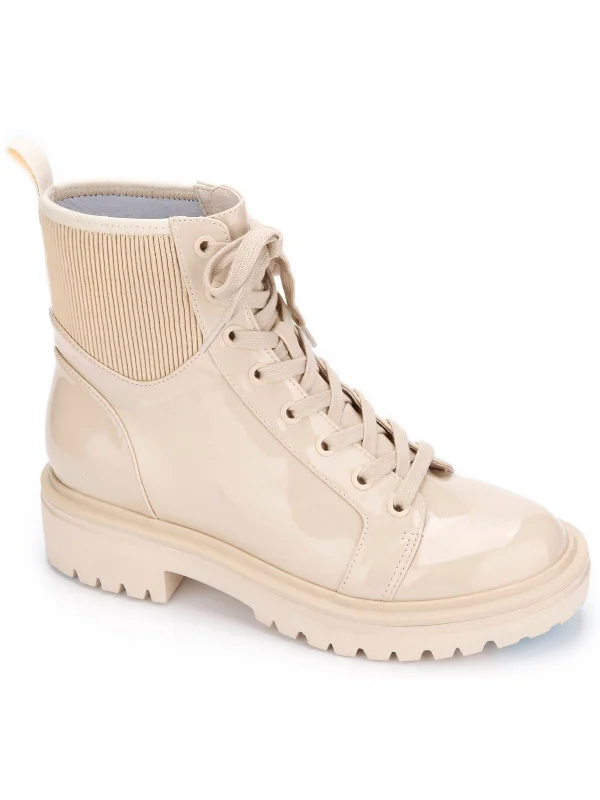 casual boots with stylish accents-Rhode Light Womens Patent Leather Lace Up Combat & Lace-up Boots