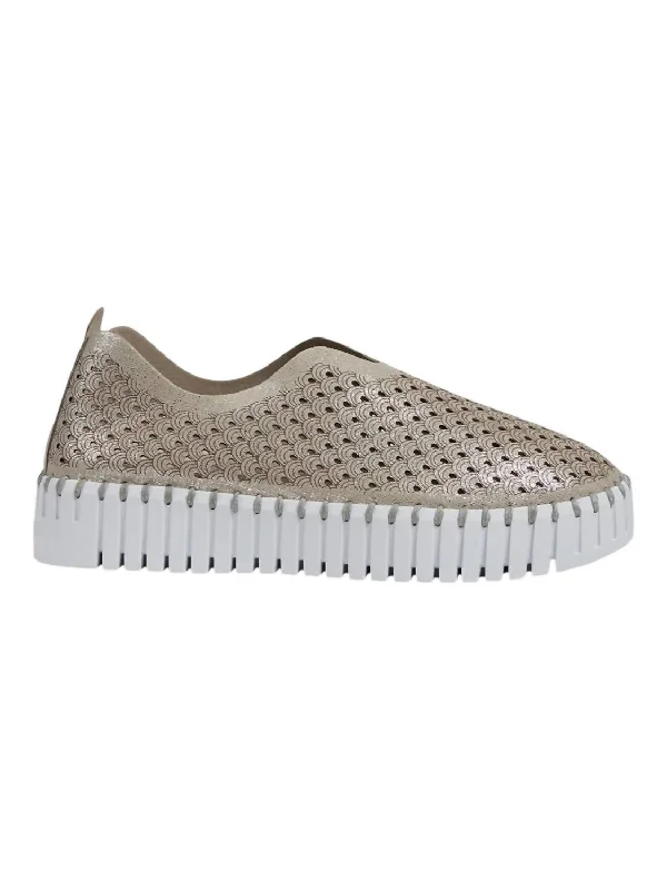 Best athletic shoes for men-Women's Tulip Platform Perforated Tennis Shoe In Silver