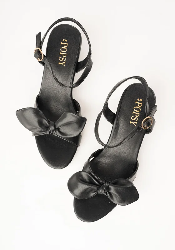 Sandals with adjustable fit-Black Glitter Heel Party Sandals