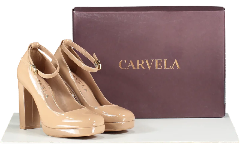 Carvela Beige Camel Patent Leather Platform Court Shoes Bnib UK 3 EU 36 👠