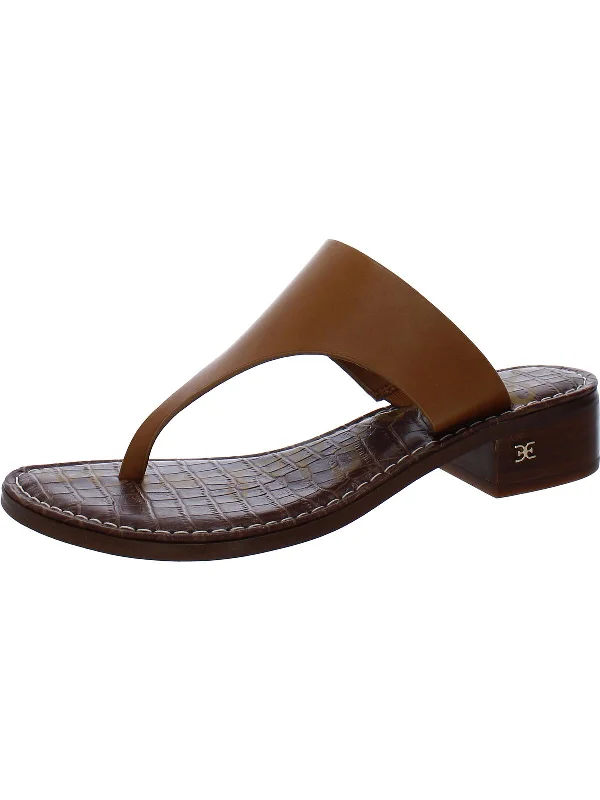 Sandals with adjustable straps-Womens Leather Slip On Thong Sandals