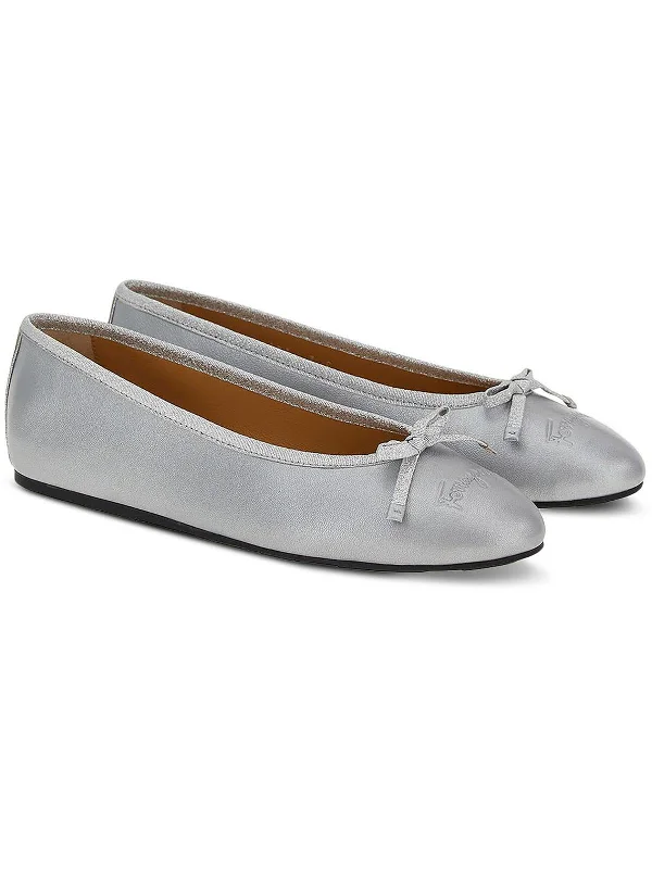 Flats with retro charm-Womens Patent Leather Logo Ballet Flats