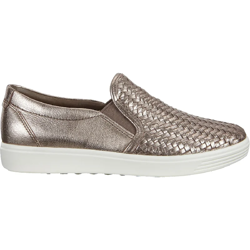 Casual Shoes Fresh Comfort-Women's Ecco Soft 7 Woven Slip On 2.0 Stone Metallic Leather