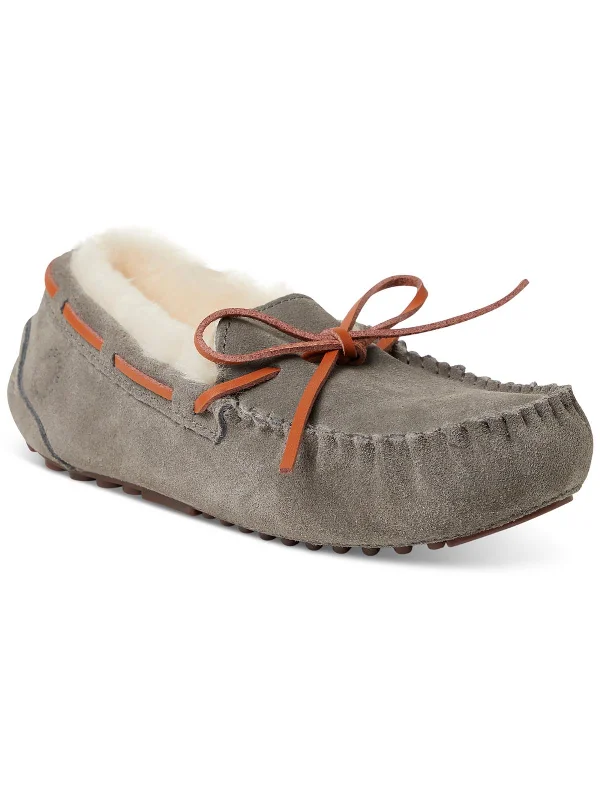 Affordable flats near beaches-Womens Suede Slip-On Moccasins